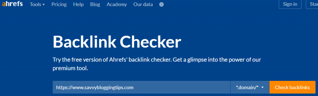 Backlink Checker from Ahrefs